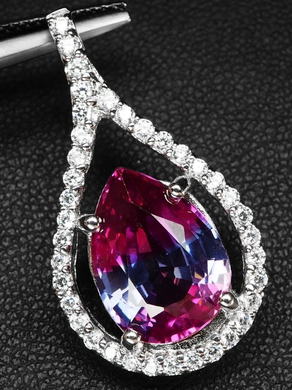 8ct Parti - Sapphire 14k white Gold over 925 silver. Bi-Color blue Purple pink